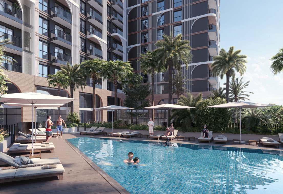 Nouran Living community pool and outdoor social space in Saadiyat Island